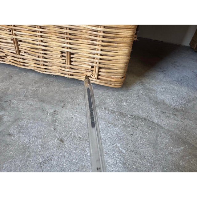 1980’s Vintage Boho Chic Woven Rattan Base Small Nightstands – A Pair For Sale - Image 12 of 12