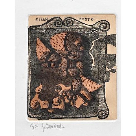 Gaetano Pompa, Fragment, 1980s, Etching For Sale - Image 3 of 3