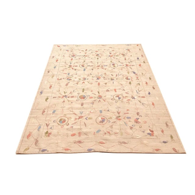 Kilim carpet 80, hand-woven wool beige