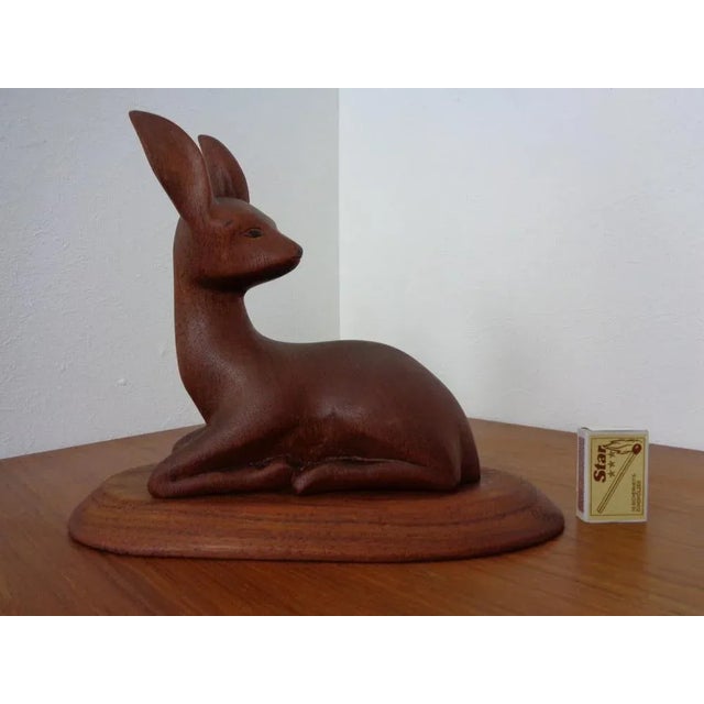 Brown Large Deer in Solid Teak, 1960s For Sale - Image 8 of 18