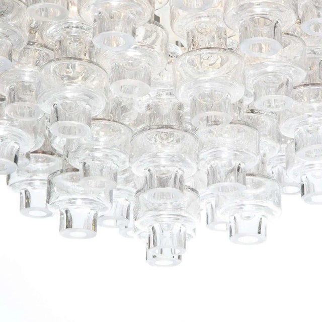 Transparent Modernist Opalescent and Translucent Handblown Murano Glass Barbell Chandelier For Sale - Image 8 of 12