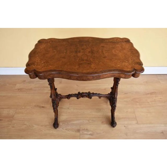 Mid 19th Century Victorian Burr Walnut Inlaid Table, 1860 For Sale - Image 5 of 12
