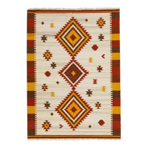 2020s Modern Kilim Handmade Multicolor Geometric Wool Rug
