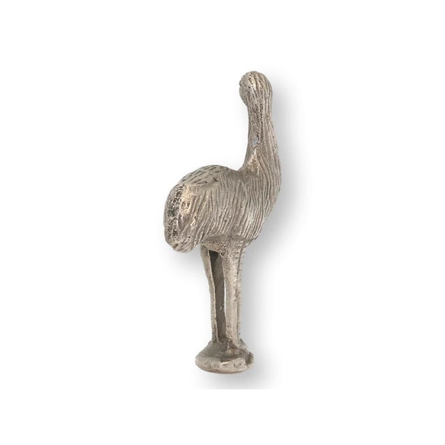 Vintage silver plated ostrich or emu figure, made in England and dating to the 1920s. Cast with elongated neck and finely...