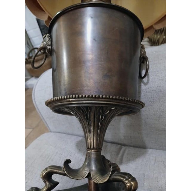 1950 Stiffel Large Lamp Lion Heads Feet Neoclassical Brass W Shade Dark Academia For Sale - Image 4 of 18