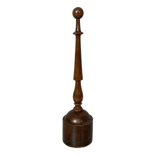 Italian Round Doorstop in Turned Wood, 1930s For Sale