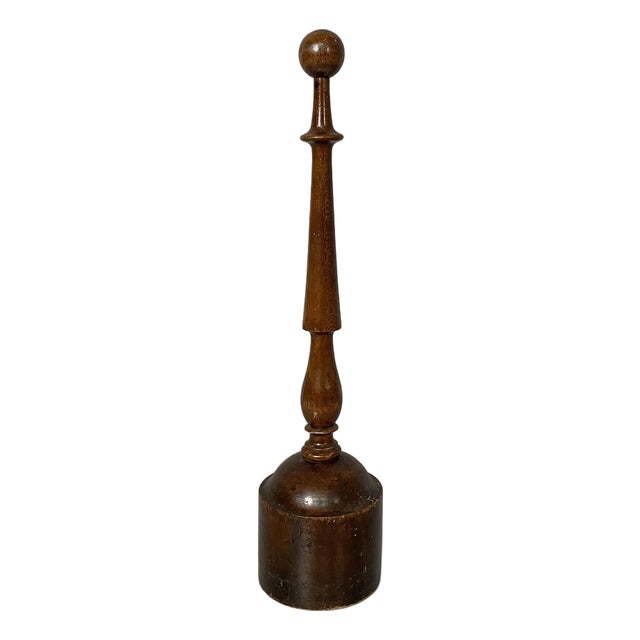 Italian Round Doorstop in Turned Wood, 1930s For Sale