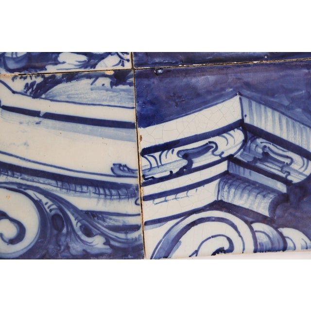 19th Century 19th Century Set of Four Tiles Depicting Flowers and Rocailles , Portuguese Baroque For Sale - Image 5 of 14