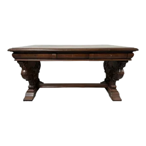 Antique Carved Tiger Oak Writing Desk