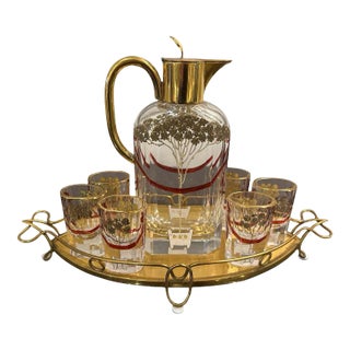 Austrian Secessionist Crystal Decanter and Cordial Glassware Set - 8 Pieces For Sale