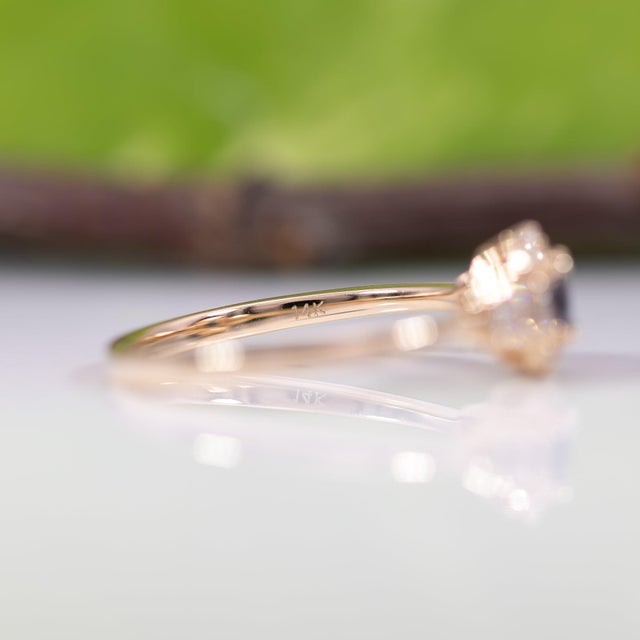 Alexandrite Ring With Earth-Mined Diamond Accents in Solid 14k Gold, 5x3.5mm For Sale - Image 12 of 12