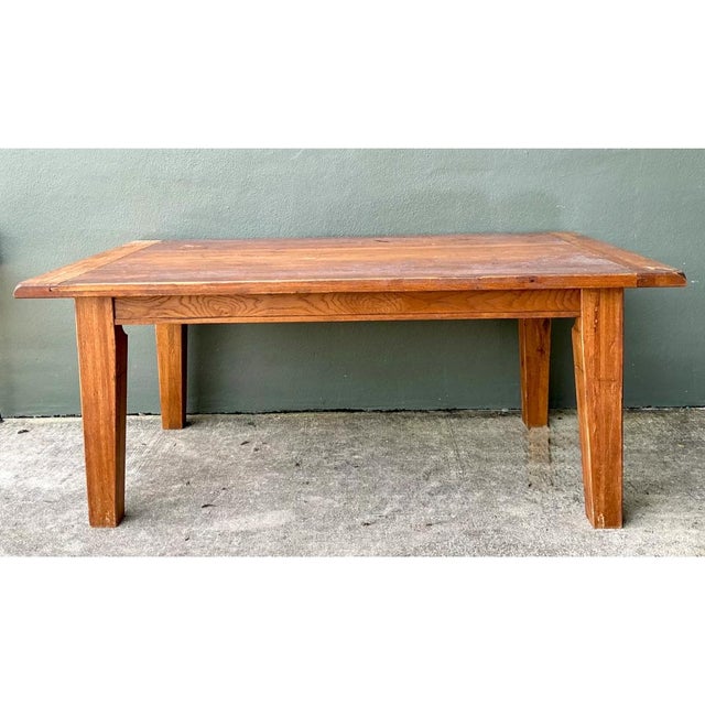 Chocolate Vintage Solid Wood Farmhouse Table For Sale - Image 8 of 12