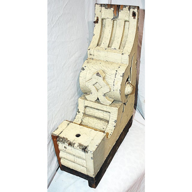 Shabby Chic Antique White Wood American Corbel For Sale - Image 3 of 6