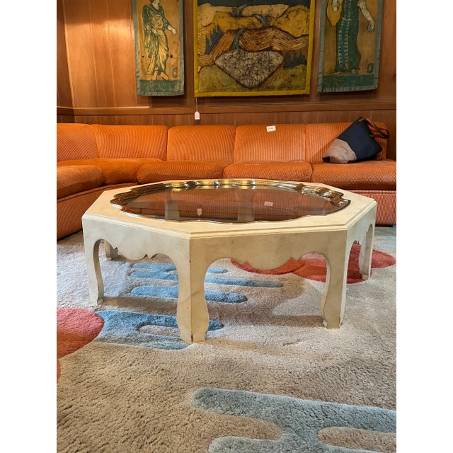 Cream Mid 20th Century Vintage Baker Collection Octagonal Coffee Table For Sale - Image 8 of 13