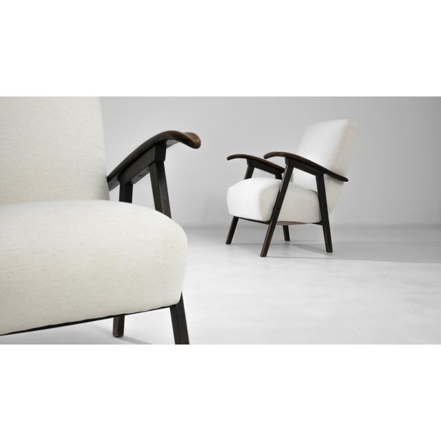 1960s Czech Upholstered Armchairs, a Pair For Sale - Image 4 of 4