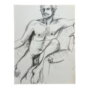 Barbara Beck Figurative Nude Charcoal Sketch 1970s