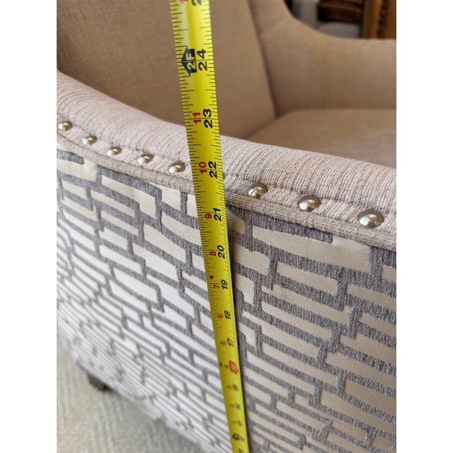Custom Wing Back Chairs With Nail Head Trim by Sam Moore For Sale - Image 6 of 15