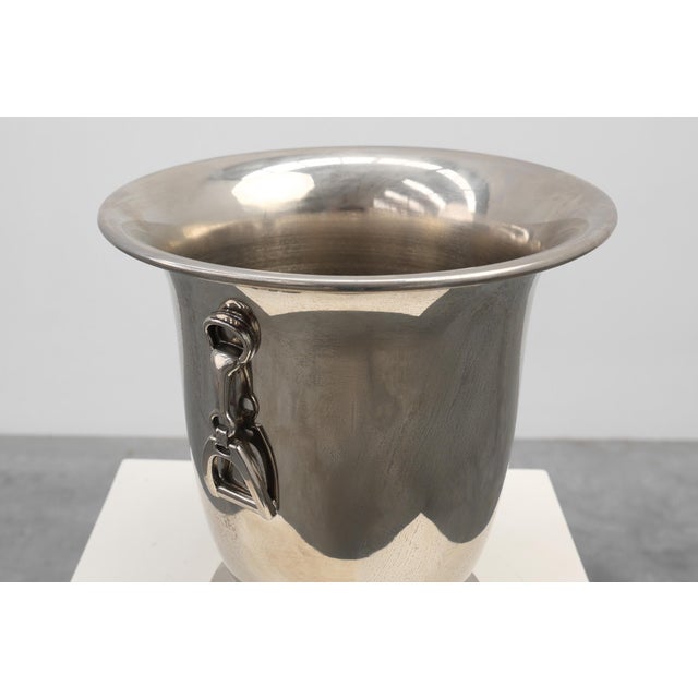 Hollywood Regency Art Deco Equestrian Champagne Bucket with Stirrup Handles, France, 1930s For Sale - Image 3 of 11