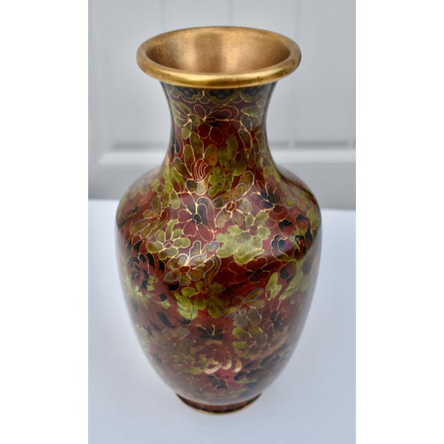 Vtg. Vintage Chinese Cloisonne Enamel Vase For Sale - Image 10 of 13