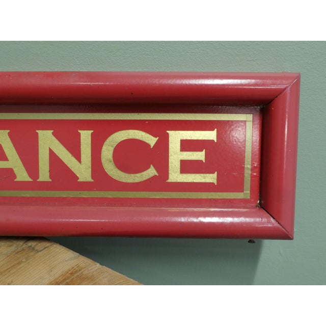 Hand-Painted Red and Gold Leaf Entrance Sign, 1960s For Sale - Image 3 of 7