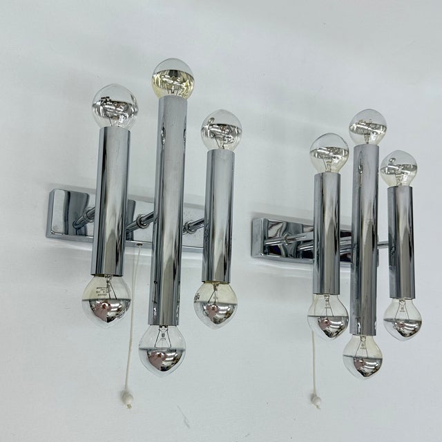 Wall Lamps Sconce Chrome Tubular by Gaetano Sciolari, 1970s, Set of 2 For Sale - Image 18 of 18
