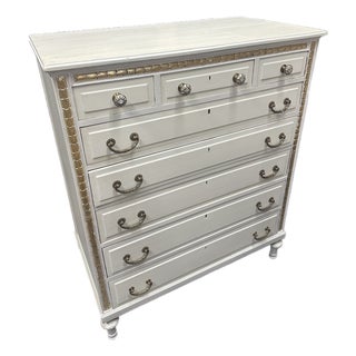Early 20th Century French Country White & Gold Chest of Drawers For Sale