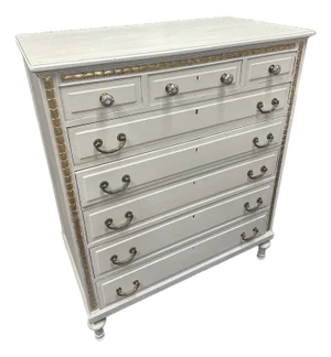 Early 20th Century French Country White & Gold Chest of Drawers