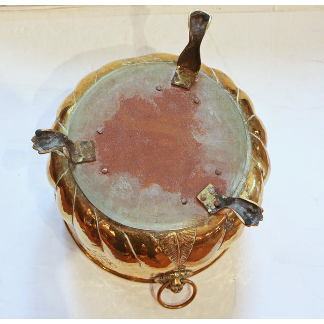 Circa 1880 English Large Brass Repousse Armorial Jardiniere For Sale - Image 9 of 10