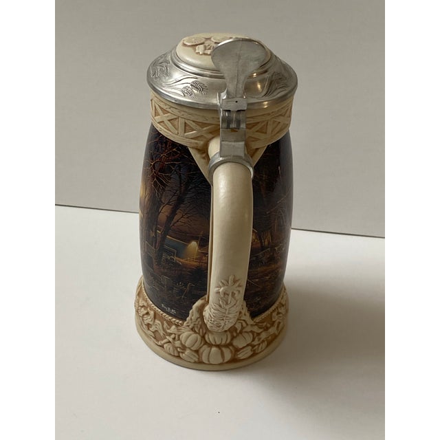 Brown 1980s Terry Redlin "Harvest Moon Ball" Collectible Beer Stein For Sale - Image 8 of 12