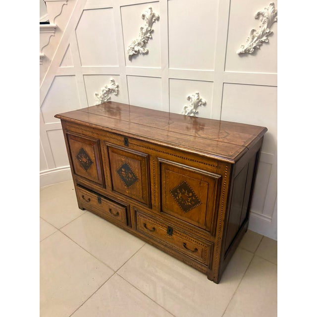 Antique 17th Century Oak Mule Chest with Marquetry Inlay, 1680s For Sale - Image 9 of 18