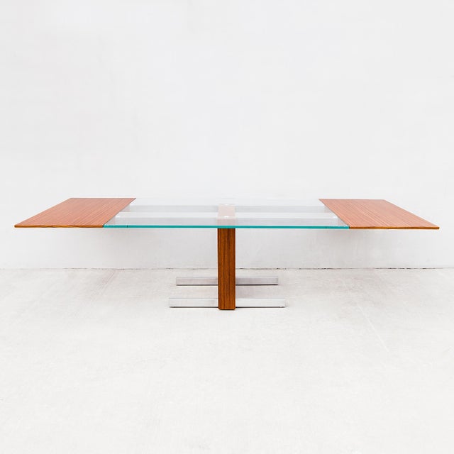 1960s Vladimir Kagan Attributed Zebrawood & Glass Extension Dining Table on Chrome Base, Model 6705 For Sale - Image 14 of 14