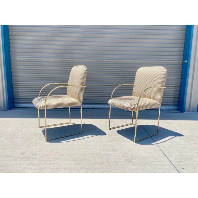 DIA - Design Institute America 1980s Hollywood Regency Brass Dining Chairs by Design Institute of America- Set of 4 For Sale - Image 4 of 13