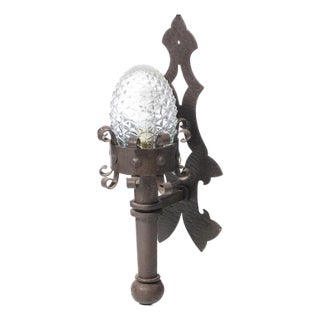 Wall Light in Iron with Glass For Sale