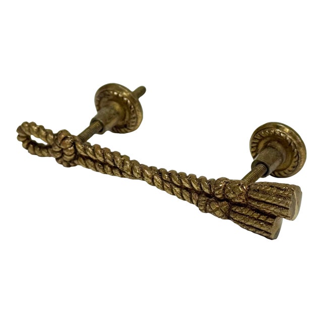Vintage Brass Rope and Tassel Motif Drawer Pull For Sale