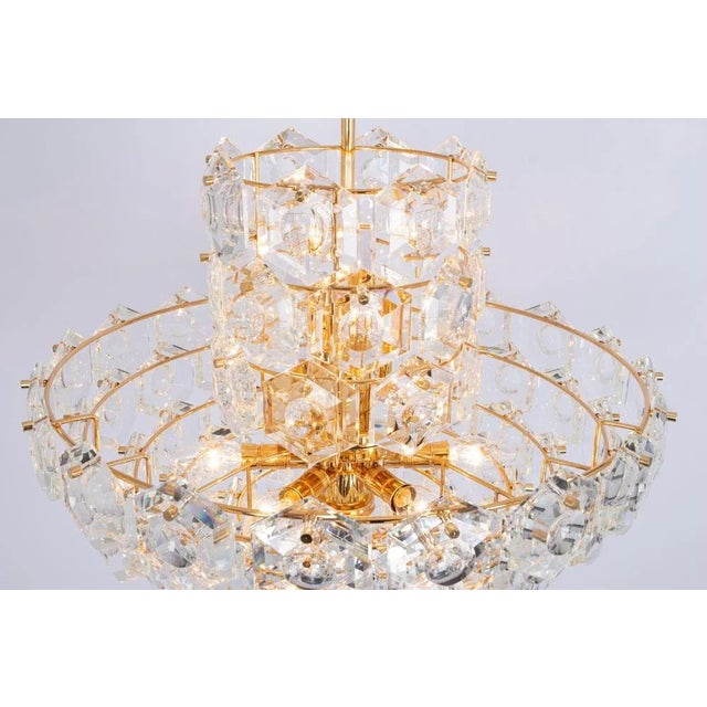 Large Chandelier in Brass and Crystal Glass attributed to Kinkeldey, Germany, 1970s For Sale - Image 6 of 10