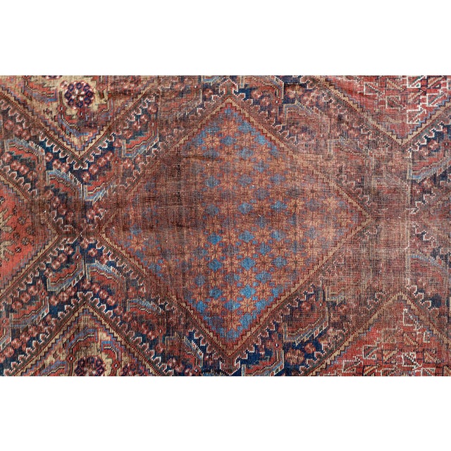Navy Blue 1880s, Handmade Antique Persian Khamseh Distressed Rug 6.8' X 16.6' For Sale - Image 8 of 12