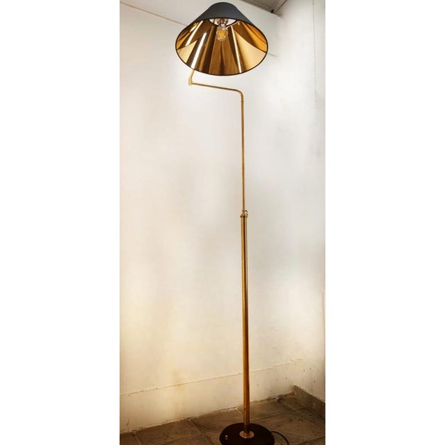 Height-Adjustable and Extendable Floor Lamp with Gold Lampshade For Sale - Image 18 of 18