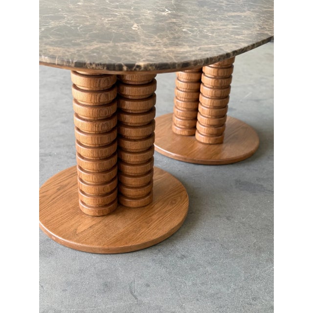 2020s Vintage Marble Top With Sculptural Oak Base For Sale - Image 5 of 12