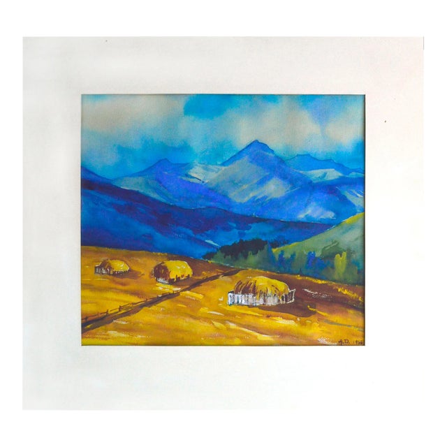 Mid Century Landscape -- Blue Mountain, Golden Hilltop For Sale