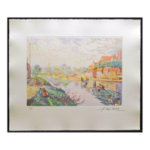 Pissarro, Claude "Auxerre Cathedral River Banks"H.Signed Artwork Unframed