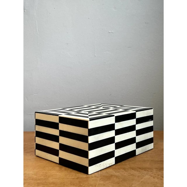 Vintage Black and White Bone Box For Sale - Image 12 of 14