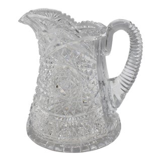 Circa 1896-1916 American Brilliant Cut Glass Pitcher For Sale