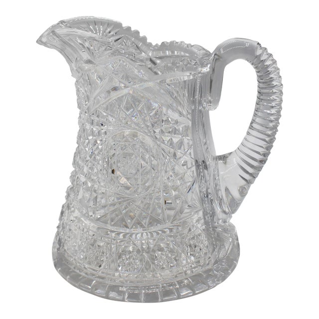 Circa 1896-1916 American Brilliant Cut Glass Pitcher For Sale