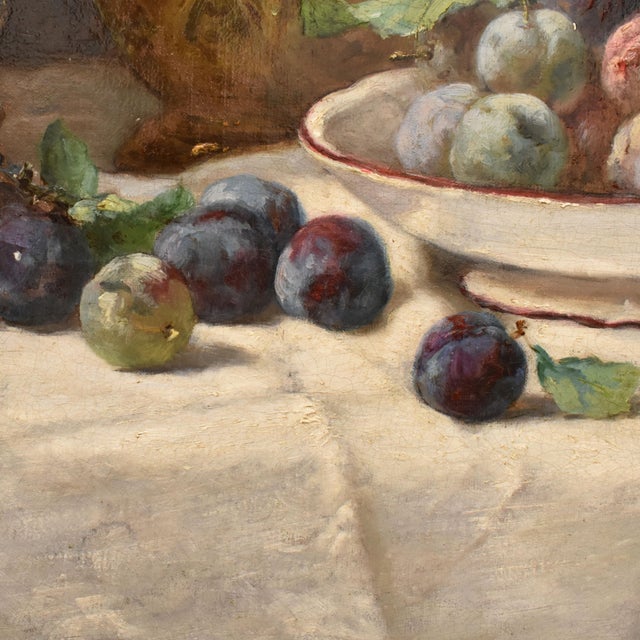 Eugène Claude, Still Life with Plums and Fruit, 1800s, Oil on Canvas For Sale - Image 7 of 11