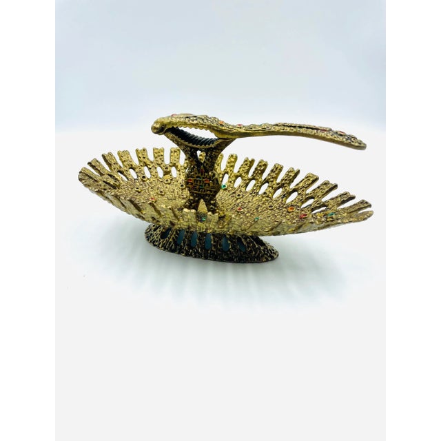 Mid 20th Century Brutalist Brass & Enameled Pedestal Nut Shell Cracker Bowl by Wainberg Silversmiths For Sale - Image 5 of 13