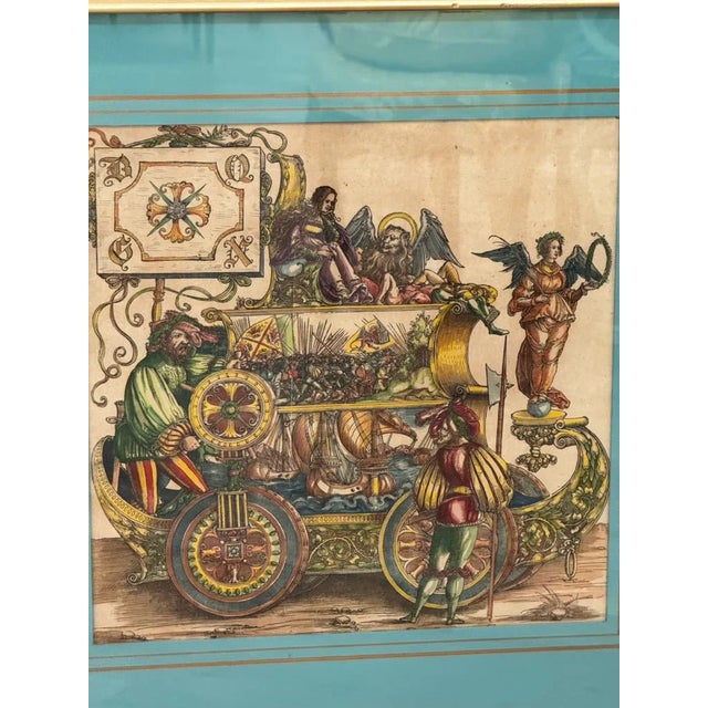 Wartime Triumphs, Hans Burgkmair the Elder Hand Painted Woodcuts Ca. 1515-18-Set of 2 For Sale - Image 6 of 6