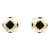 Mother of Pearl and Onyx Inlayed 18k Yellow Gold Button Earrings, A Pair For Sale