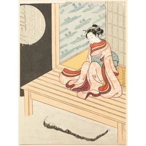 1963 After Harunobu "Adaptation From the Potted Tree Drama", Full-Color Print From Japan