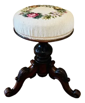 Antique Victorian Walnut Revolving Piano Stool, 1860s