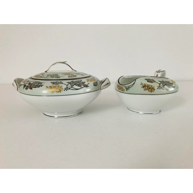 1950s Mid-Century Noritake (5487) Silvine Creamer & Sugar For Sale - Image 5 of 5